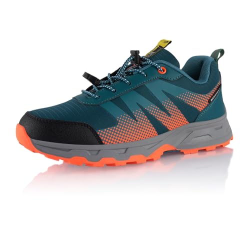 Fusskleidung® Damen Herren Wanderschuhe wasserdichte Trail Running Trekkingschuhe Blau Orange Dunkelblau EU 45