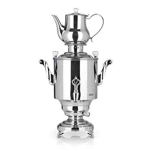 BEEM SAMOWAR Romanov - 5 l | Teekocher elektrisch | 1.800 W | Edelstahl | 5 l Wasserbehälter | 1,3 l Teekanne | Privat, Hotel & Gastro geeignet