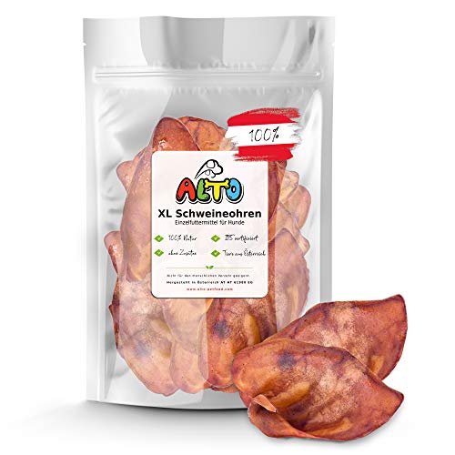 Alto - 1200g ganze Schweine-Ohren für Hunde | getrocknete Schweineohren auch für Welpen | 20 Stück - 100% Natürlich
