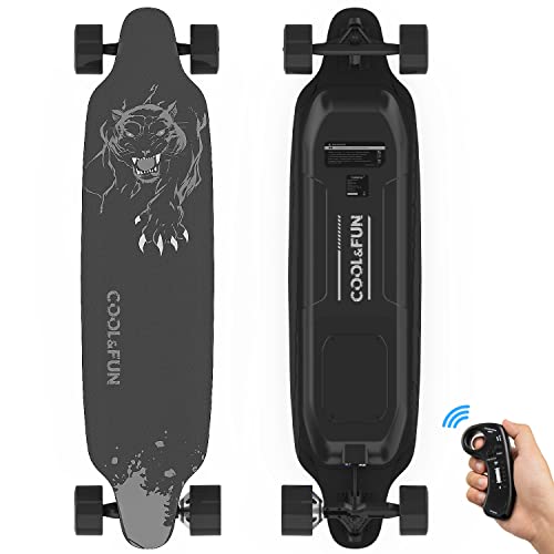 RCB Longboard Elektromotor Skateboard E Skateboard, mit Fernbedienung, Skateboard-Design 4-Räder, langlebige Batterie, Starke Installation, schwarz, Geschenke für Erwachsene und Jugendliche