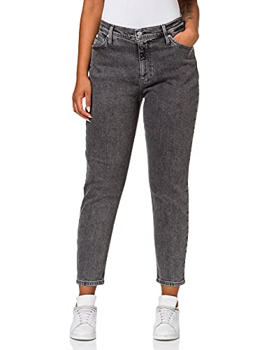 Calvin Klein Jeans Damen Mom-Jeans Hose, Denim Grey, 28W Short