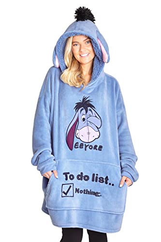 Disney Übergroße Hoodie Decke Damen Stitch Oversized Kapuzenpullover Madchen (Blau Eeyore)