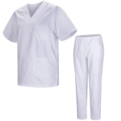 MISEMIYA - Unisex-Schrubb-Set - Medizinische Uniform mit Oberteil und Hose ref.8178 - Medium, Weiß 21
