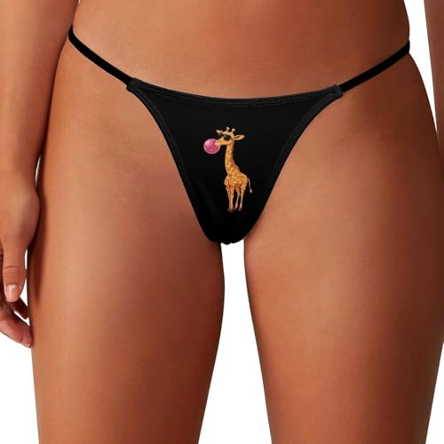 Anceky Lustiger G-String mit blasendem Kaugummi, Giraffen-Motiv, für Damen, sexy Höschen, niedrige Taille, Unterwäsche