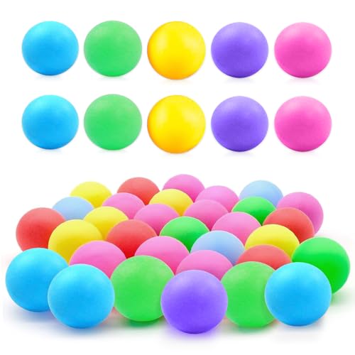Riisoyu 50 Stück Tischtennisbälle Colour, Mischfarben Tischtennis Bälle 40 mm Trainings Ping Pong Bälle Premium Tischtennisbälle für Wettkampftraining Unterhaltung Handwerk Dekorationen