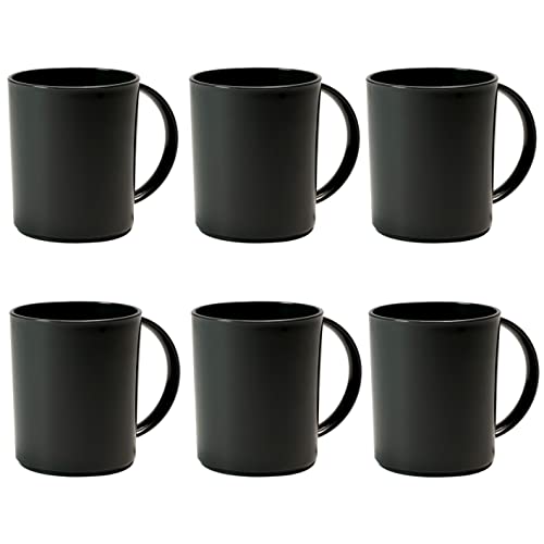 Hausfelder Kaffeebecher Kunststoff 6er Set, Camping Kaffeebecher 6 x 360 ml, Camping Tassen Set 6er (SpaceBlack)