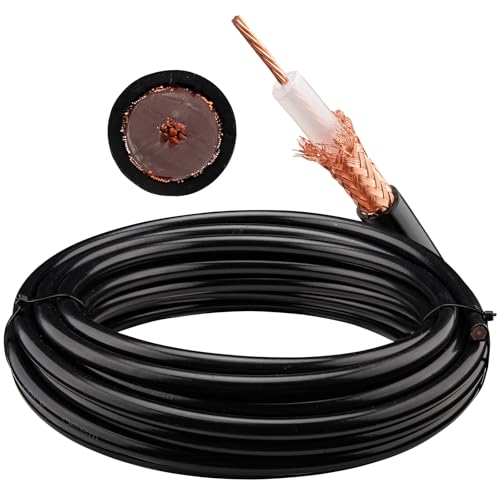 urcianow RG 213 Kabel 10 M Low Loss RG213 Koaxialkabel 50 Ohms RG213 Kabel Bare Kupfergeflecht Abschirmung für Ham、GPS、RF Radio zu Antenne oder Überspannungsableiter verwenden