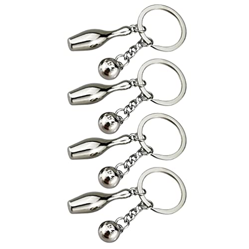 Abaodam 8 Stücke Bowling Keychain Bowling Pin Schlüsselanhänger Metall Nette Mini Bowling Ball Schlüsselring Schlüsselanhänger Handtasche Charms Geldbörse Tasche Charme Party
