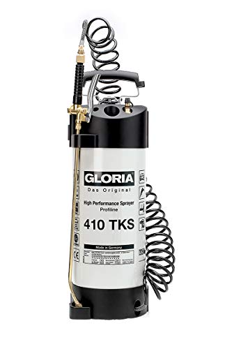 GLORIA Hochleistungssprühgerät 410 TKS Profiline | 10 L Füllinhalt | Profi-Drucksprüher aus Stahl | Mit Manometer, Kompressoranschluss, Spiralschlauch | 6 bar | Ölfest
