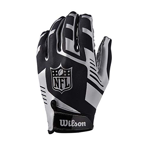 Wilson American Football Receiver-Handschuhe NFL STRETCH FIT RECEIVERS GLOVE, Einheitsgröße, schwarz/Silber, WTF930700M