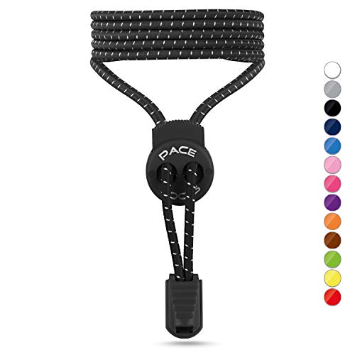 ALPHAPACE Pace Locks Elastische Schnürsenkel, Schuhbänder ohne Schnüren, Slip-on Schnellverschluss für Sport, Jugend & ältere Menschen, 120 cm, 1-Paar in Schwarz