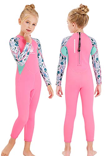 Gogokids Kinder Neoprenanzüge Thermische Bademode, Mädchen Einteiler Badeanzüge 2.5mm Neopren Taucheranzug Rash Guard Schnorchelanzug UV-Schutz 50+, M