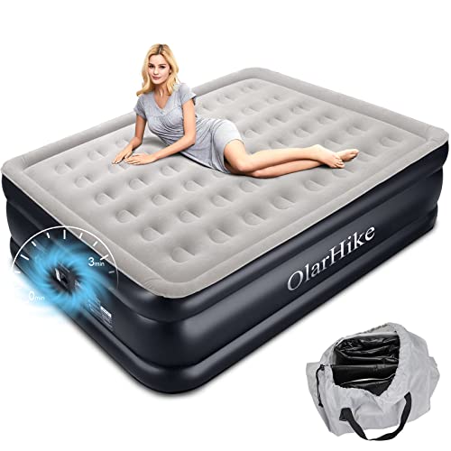 OlarHike Queen Size Luftmatratze mit Integrierter Elektrischer Pumpe, Luftbett Selbstaufblasend für 2 Personen, Premium-Gästebett, Aufblasbare Matratze für Camping oder Heimgebrauch, 203 x 152 x 46 cm