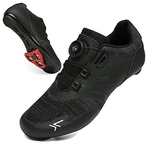 VNANV Fahrradschuhe Herren Damen Rennradschuhe MTB Schuhe Herren Damen rennradschuhe Herren rennrad Fahrradschuhe Look SPD SPD-SL Delta Lock Pedal Reitschuhe Spinning Schuhen(45,Schwarz)