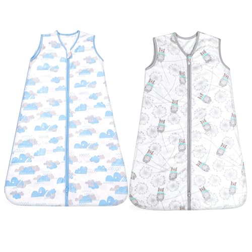 Liwein 2Pcs Schlafsack Baby, Schlafsack Baby Sommer,Sommerschlafsack Baby,Sleeping Bag Baby,Atmungsaktiv Babyschlafsack für Sommer und Frühling-Baby Höhe 80-98cm