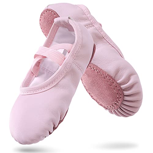boruizhen Ballettschuhe Mädchen Ballettschläppchen Gymnastik Tanzschuhe Ledersohle für Kinder Erwachsene Rosa EU32