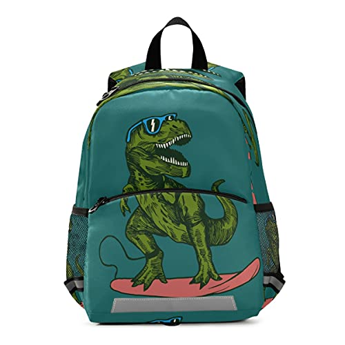 Happy Dinosaurier Surfer mit Sonnenbrille, Kinderrucksack für Kleinkinder, kleiner Rucksack für Kinder, Schule, Reisen, Picknick, Mahlzeit Tasche für Jungen und Mädchen