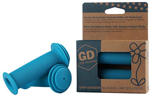 GD Grip Division® Kinder-Sicherheits-Fahrrad-Griffe mit Prallschutz | türkis-blau | Phthalate frei