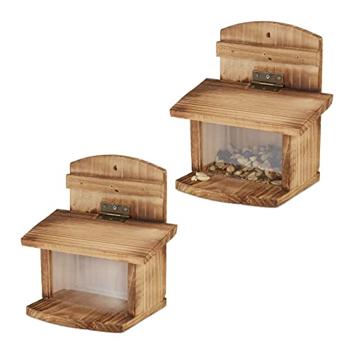 HUIJK Eichhörnchenkasten 2X Eichhörnchen Futterhaus, Holz Eichhörnchenfutterstation