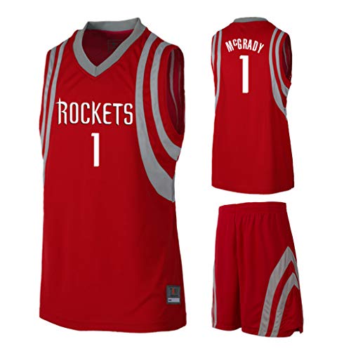 James Harden # 13 Tracy McGrady # 1 Yao Ming # 11 Weste Kurzarm Jersey Houston Rockets Uniform Basketball Hemd Kurzarm Basketball Trikot für Herren L A