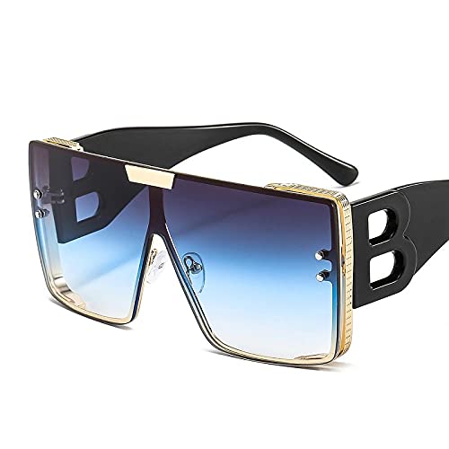WQZYY&ASDCD Sonnenbrille Herren Damen Mode Mit Großem Rahmen Frauen Luxus Retro Quadrat Metall Männer Mode Gradient Shades Lady-C5