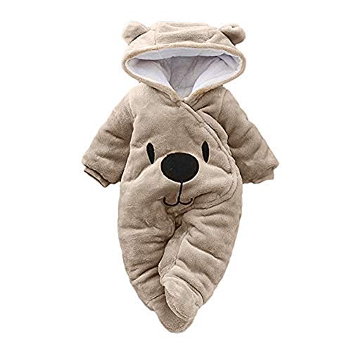 Proumy ◕ˇ∀ˇ◕ Baby Kleidung Jungen Mädchen Schneeanzüge Winter Fleece Overall mit Kapuze Mädchen Jungen Strampler Jumpsuit Strampler Overall (Khaki,0-3Months)