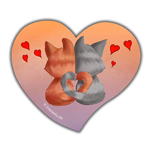 INWIEDU - herzförmiger Magnet-Sticker Verliebte Katzen - Need You - Magnetfolie Herz Sticker - 60 x 68 x 1 mm - Kühlschrank Magnet Tafel