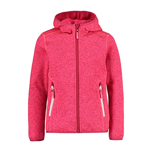 CMP, Knit Tech mélange fleece jacket with hood, GLOSS-FRAGOLA, 128, Gloss-Erdbeere