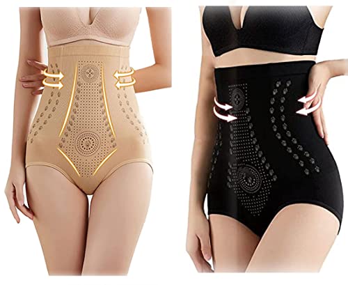 IONSTech Unique Fiber Restoration Shaper, Damen Butt Lifter Unterhose, Hip Enhancer Shapewear,Elastisch Body Shaper, Bauchkontrolle Bauchweg Unterhose Hohe Taille Shapewear (Schwarz+Beige, XL)