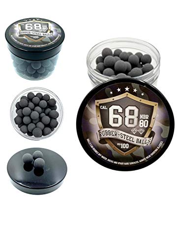 SSR 100 x Premium Hard Mix Rubber Steel Balls Paintballs Reballs 68 Caliber / HARTGUMMI Stahl Kugel für Revolver und Pistolen in 68 Kaliber