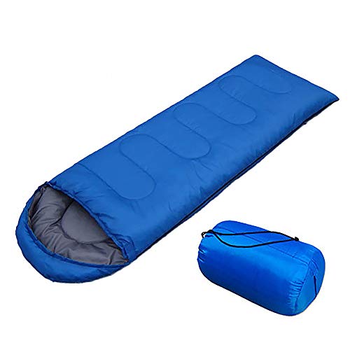 Erwachsener Schlafsack 3 Jahreszeiten Einzelperson Warm Atmungsaktiv Tragbar, für Musikfestivals Camping Wanderweg Outdoor Aktivitäten, Inklusive wasserdichter Kompressions Tragetasche， Blau 950g