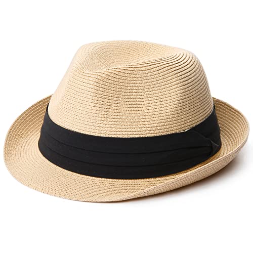 FURTALK Fedora Damen Panamahut Herren Strohhut im Trilby-Look Sommerhut Verschiedene Größen Strandhut