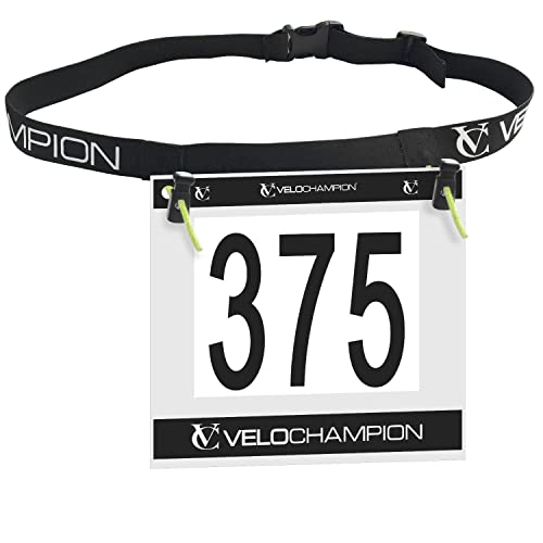 VeloChampion Triathlon Running Startnummerngürtel. Einstellbar. 2 Größen verfügbar (Einheitsgröße, Schwarz (Standard))