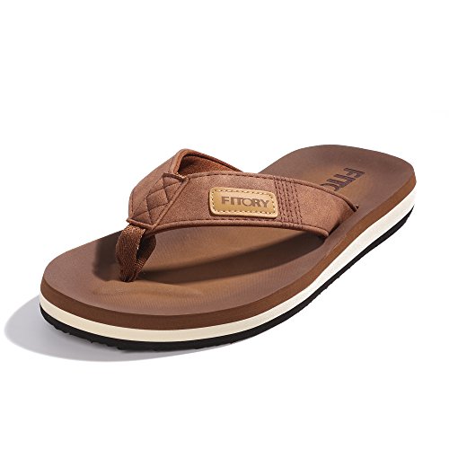 FITORY Herren Flip Flops Surfen Zehentrenner Sports Sandalen Beach/Pool Pantoffeln Tan Gr.44