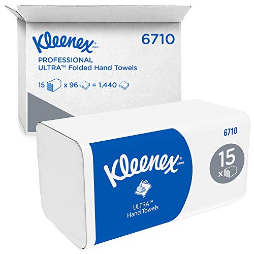 Kleenex Ultra Papierhandtücher mit Interfold-Faltung 6710 – 3-lagige Papiertücher mit V-Faltung – 15 Packungen x 96 Handtücher (insges. 1.440)