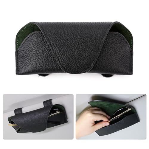 Xiuyer Brillenhalter Für Auto, Brillenetui Auto Brillenhalterung Auto Brillenbox Auto Brillenhalter Brillenetui Leder Sonnenbrillenhalter Auto Brillenhalter Auto Auto Brillenhalterung (Schwarz)