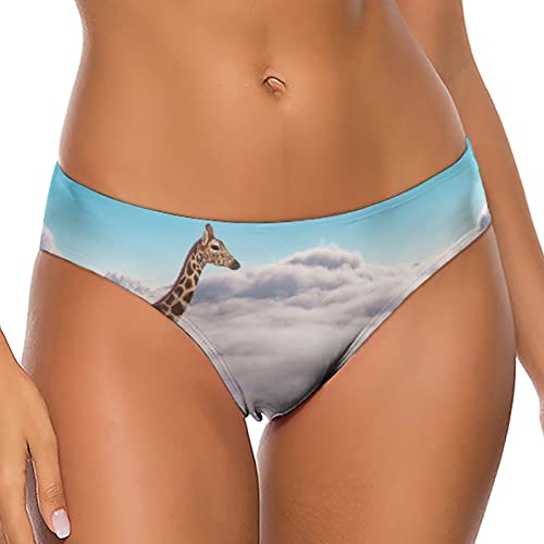 FWJZDSP Giraffe Above Clouds Damen-Tanga mit niedriger Taille und T-Rücken, Höschenunterwäsche, süß