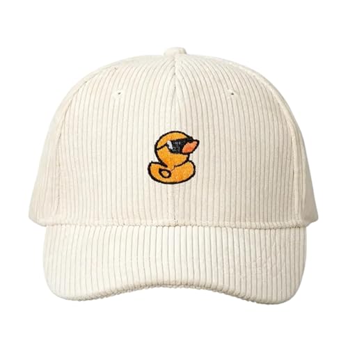 Tindo Cord-Kappe in Beige mit Ente und Sonnenbrille – Stylische Unisex-Mütze für Freizeit und Outdoor-Aktivitäten