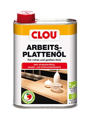 Clou Arbeitsplatten-Öl für rohes und geöltes Holz, wasserabweisende und abriebfeste Öl-Wachs-Kombination, 250ml