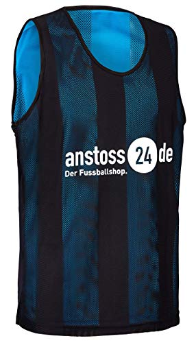 ELF Sports Wende Leibchen mit Druck 'anstoss24.de', Farbe:Schwarz/Türkis, Größe:M-L
