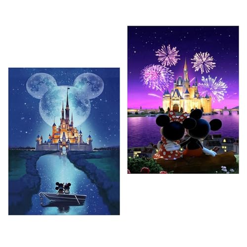Diamond Painting Kinder Erwachsene, 2er Set Diamond Painting Mouse, 5D Diamant Painting Bilder, Diamant Malerei Painting Basteln für Mädchen Junge Erwachsene Geschenk, Haus Wand Deko (30x40cm)