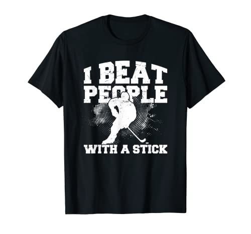 Eishockey Ich schlage Leute mit einem Stock lustiges T-Shirt