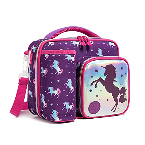 Wenlia Lunchtasche für Kinder, Unicorn Mädchen Lunchboxen Tasche mit Zwei Fächern, Jungen Dinosaurier Lunchpaket für Schule Picknick Reise Party, Geschenke für den Kleinkinder-Kindergarten