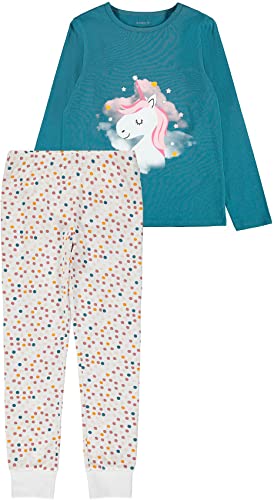 NAME IT Mädchen Nkfnightset Real Teal Unicorn Noos Pyjamaset, 110-116 (1er Pack)