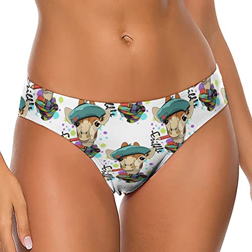 FWJZDSP Schal Giraffe Damen Niedrige Taille T-Rücken Tanga Höschen Unterwäsche Kurz Niedlich