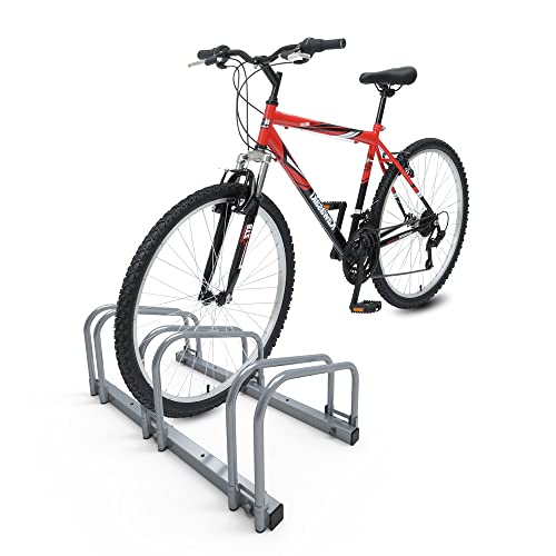 VOUNOT Fahrradständer, für 3 Fahrräder, Boden und Wandmontage, Aufstellständer Mehrfachständer, Silber