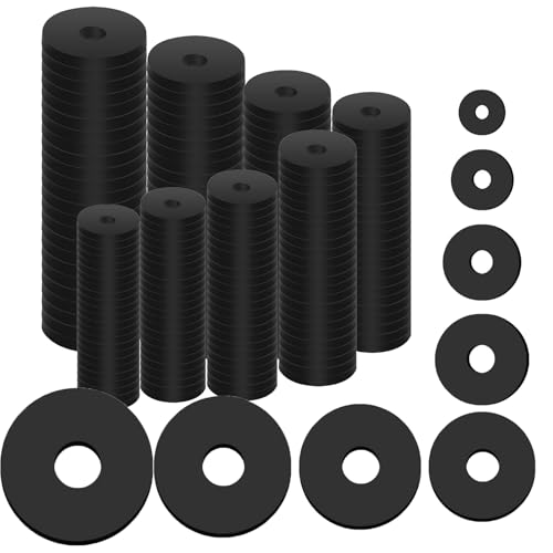 SUpoetry 160 Stück Gummi Unterlegscheiben, Gummidichtung Rund, Flachdichtung Gummi, Durchmesser 10/10,5/12/16/18/20/25/30mm, Flachdichtung Set, Verschleißfeste wasserdichte Schraube Gummiflachdichtung