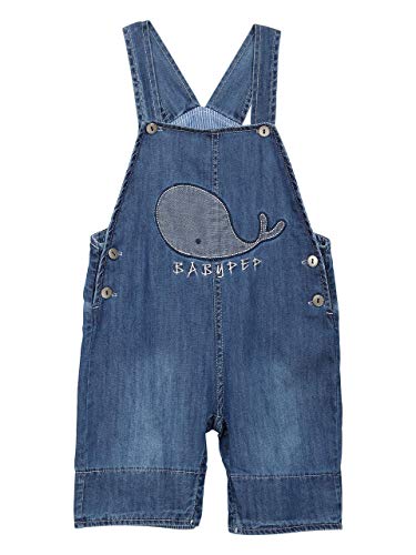 Baby Jungen Mädchen Jeans Latzhose Latzshorts Weiche Baumwolle Denim Shorts Dünn Atmungsaktiv für Sommer Süß Lieblich Cartoon Wal Pattern Größe 74-80