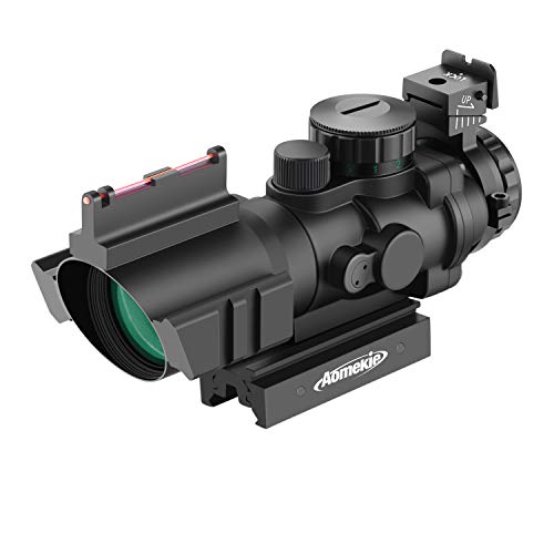 AOMEKIE Zielfernrohr 4x32mm mit Fiberoptic und 20mm/22mm Schiene Airsoft Red Dot Visier Sight Leuchtpunktvisier Rotpunktvisier für Jagd Softair und Armbrust