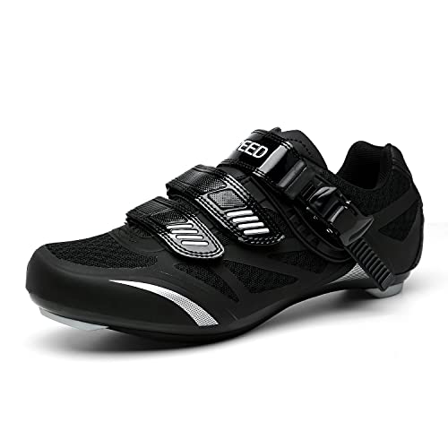 PAMRAY Fahrradschuhe Damen Herren MTB Radschuhe Rennrad Schuhe SPD SPD-SL Schwarz-2 39 EU
